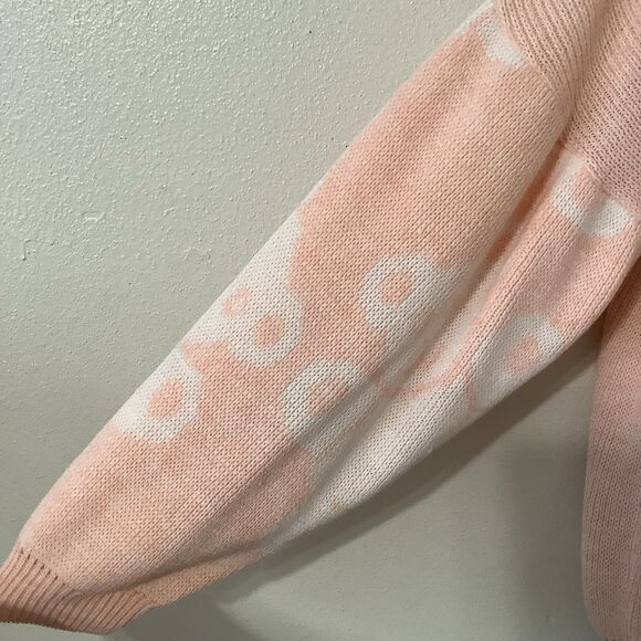 Sugar Co. Vintage 80s Fairy Kei Kawaii Pastel Pink Bear Knitted Sweater XL - Picture 4 of 10